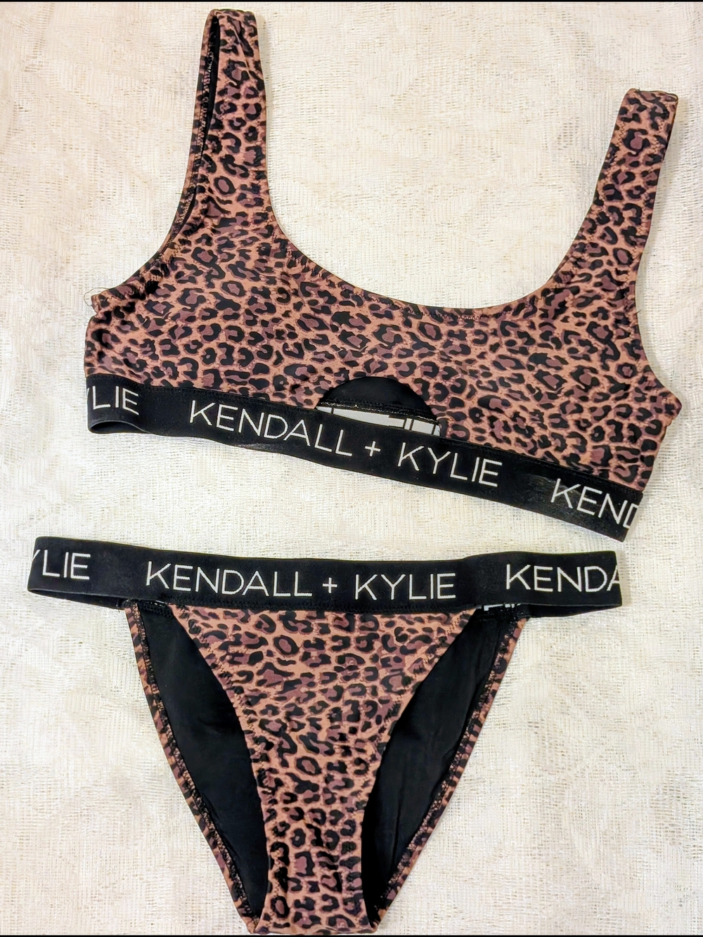 Kendall & Kylie Leopard Print Bikini Set - Brown and Black